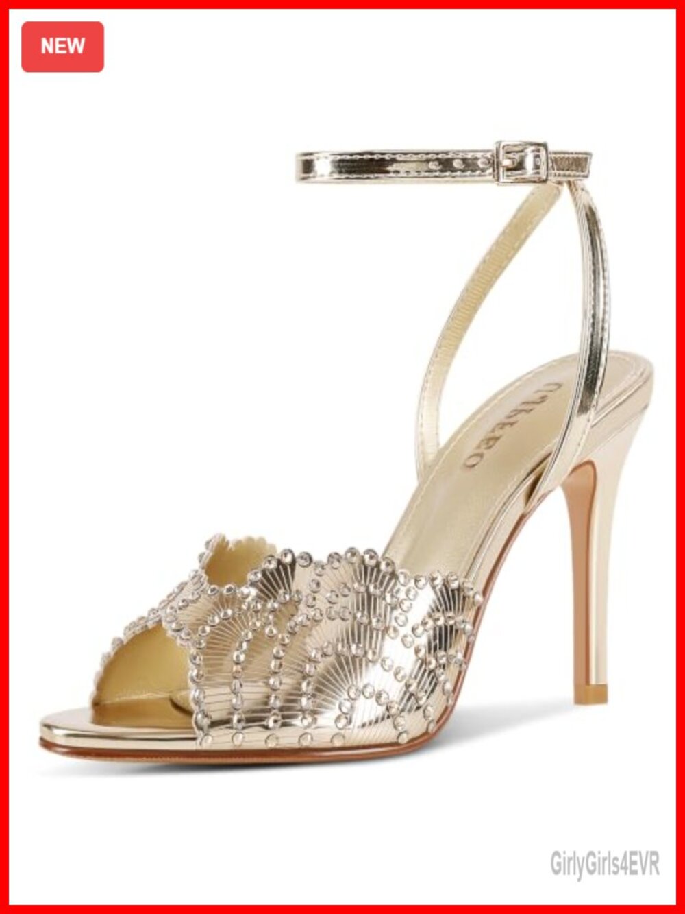 Rhinestone High Heel Sandals Round Open Toe Stiletto Ankle Strap Wedding Prom